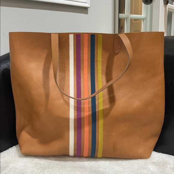 🇨🇦 Madewell Women's The Transport Stripe Embroidered Tote - Picture 9 of 15